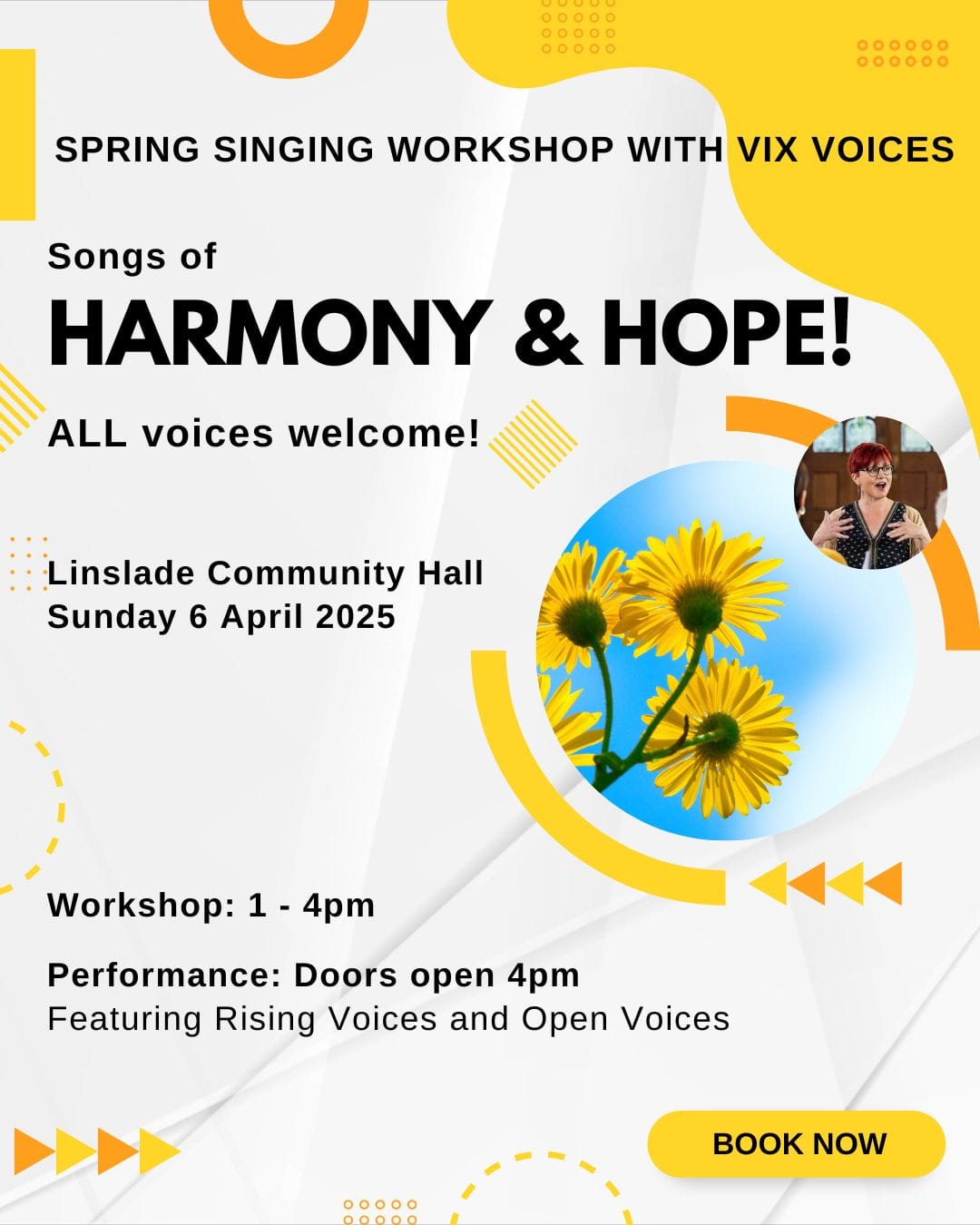 Spring singing workshop with Vix Voices. Songs of harmony and hope. 6 April in Leighton Buzzard